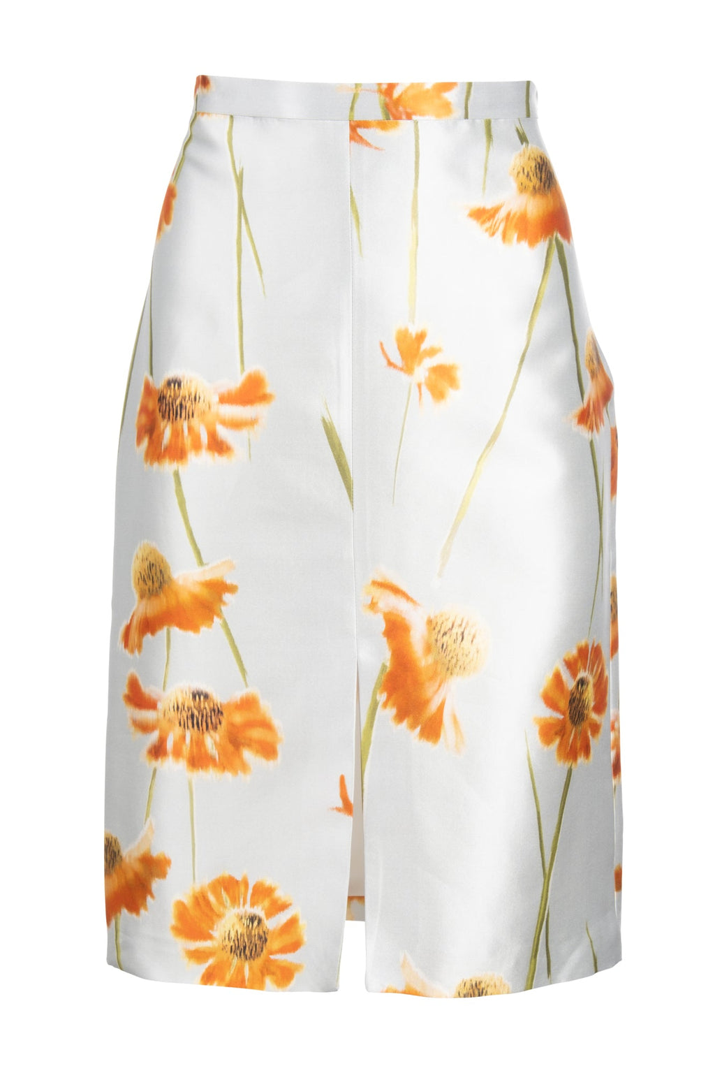 Slit Front Pencil Skirt - Tangerine Spanish Poppy