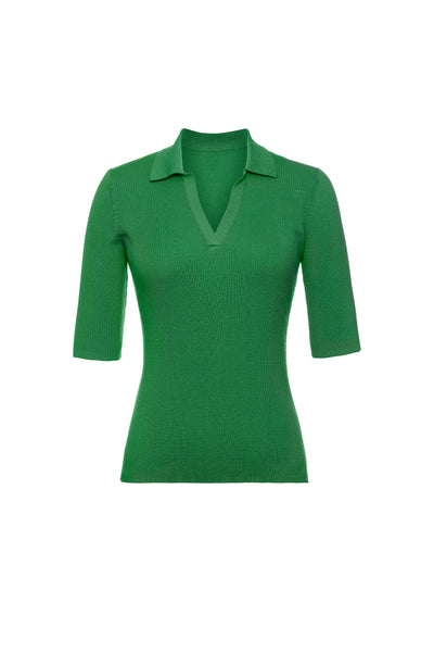 Short Sleeve Polo Sweater - Green – Charlotte Brody