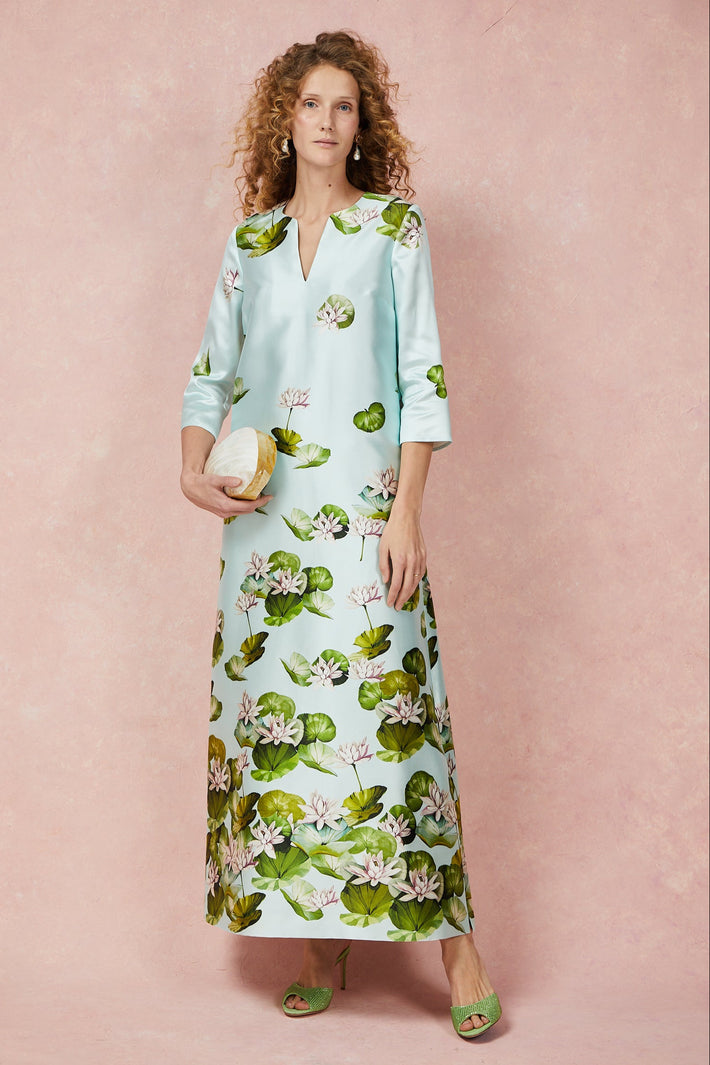 Deeda Gown - Blue Lily Pond Silk Mikado