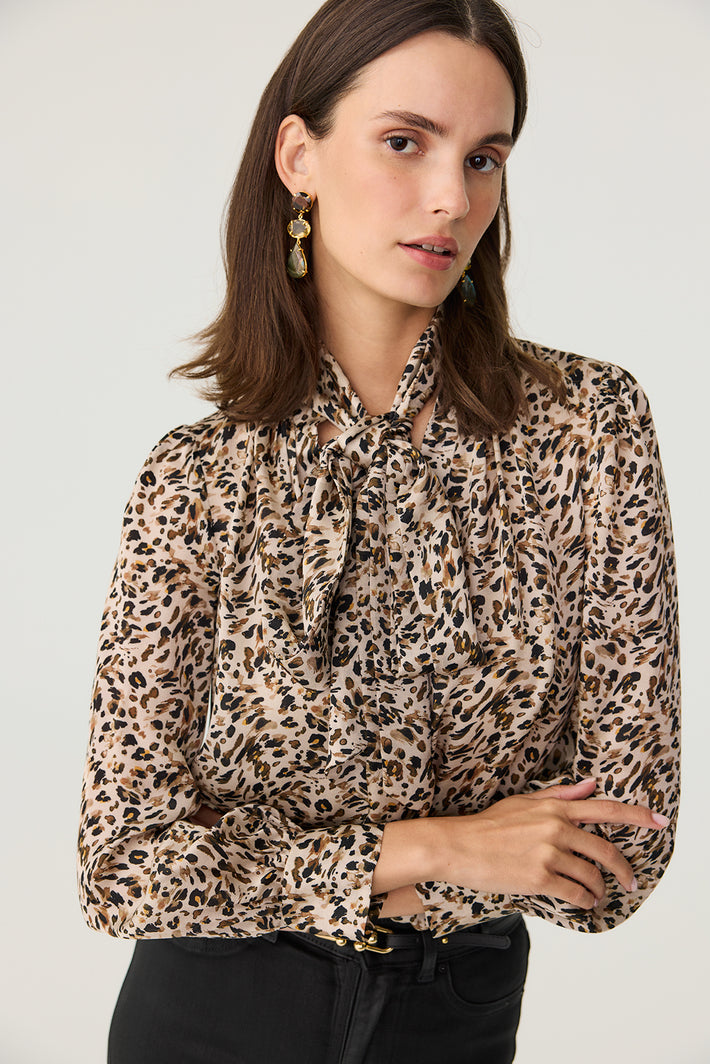 Sable Blouse - Beige Animal