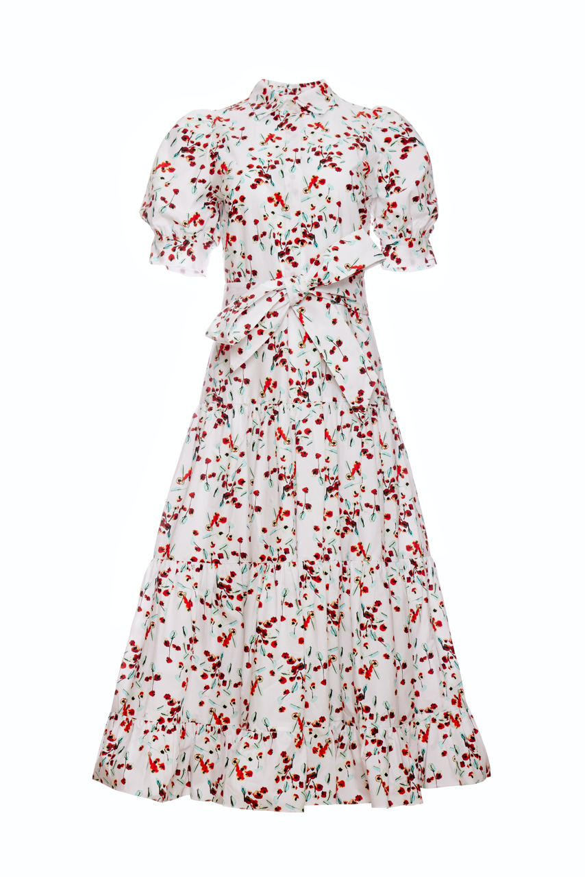 Palma Dress - Red Watercolor Floral