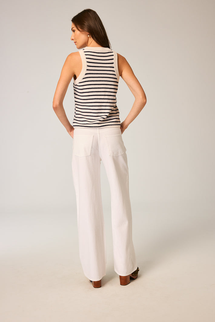 Sienna Low Slung Wide Leg Jean - White Aura