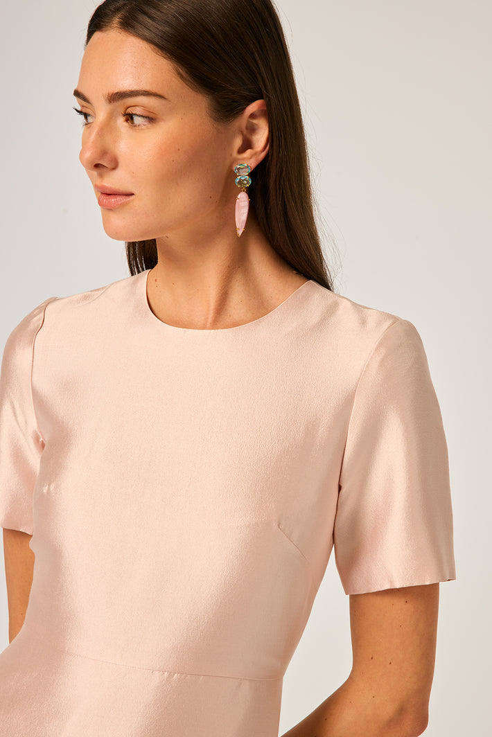 Bella Dress in Blush Silk Wool