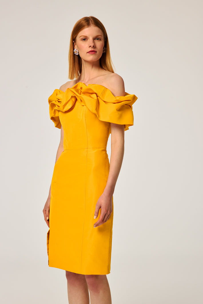 Valencia Dress in Mango Silk Faille (AVAILABLE COLLECTION)
