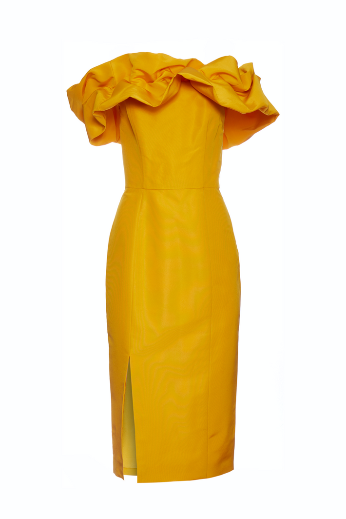 Valencia Dress in Mango Silk Faille