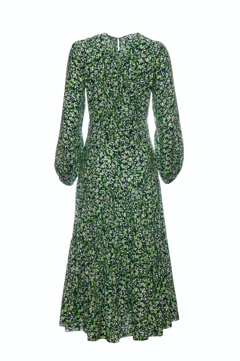 Keyhole Midi Dress - Verde Flores