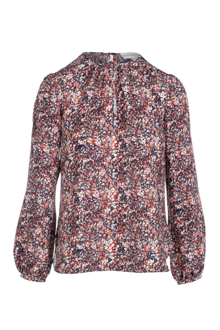 Keyhole Blouse - Red Marble