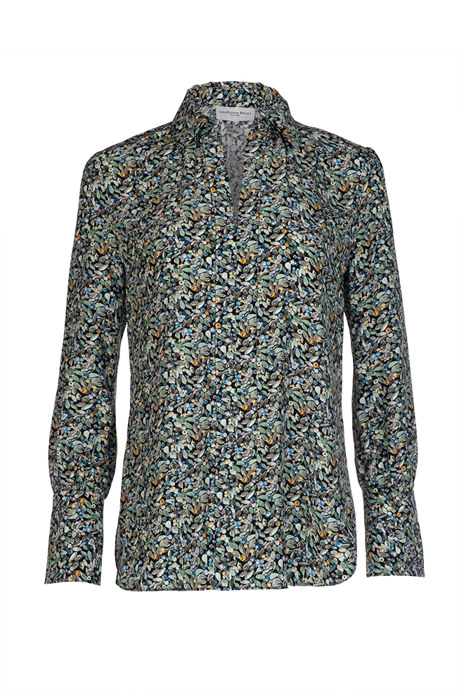 Laurel Blouse Teal Berry Charmeuse