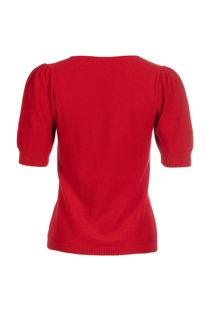Ruched Sleeve Sweater - Red