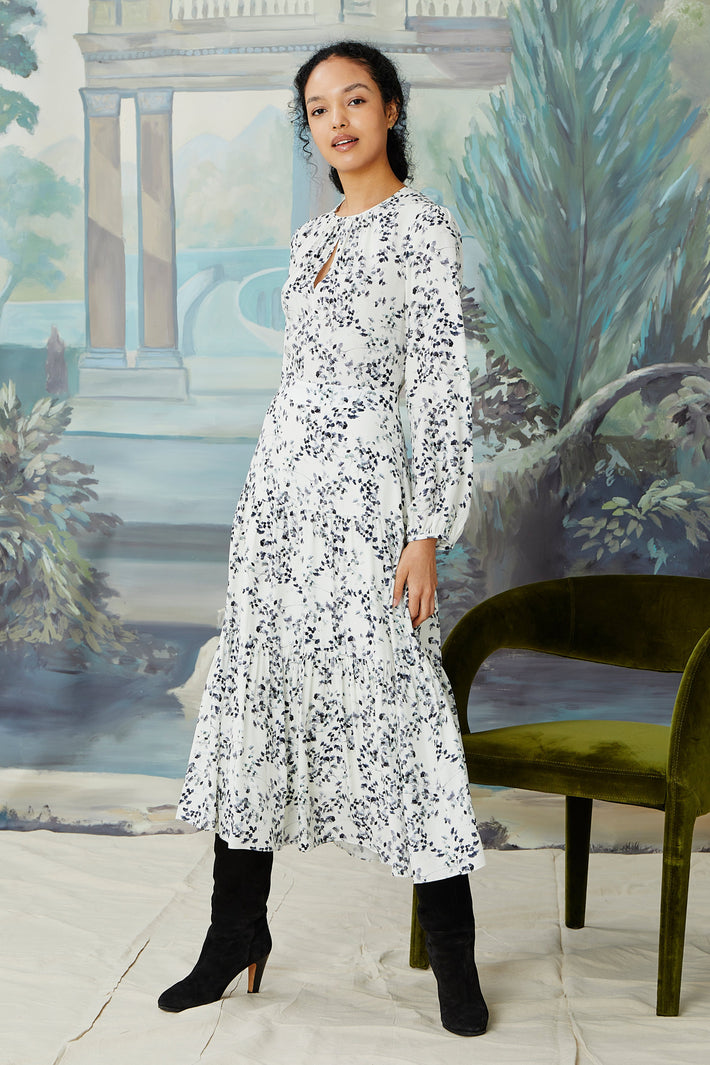Keyhole Midi Dress - Navy Gingko