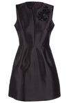 Slit Neck Bonita Dress - Black With Paisley Embellishment