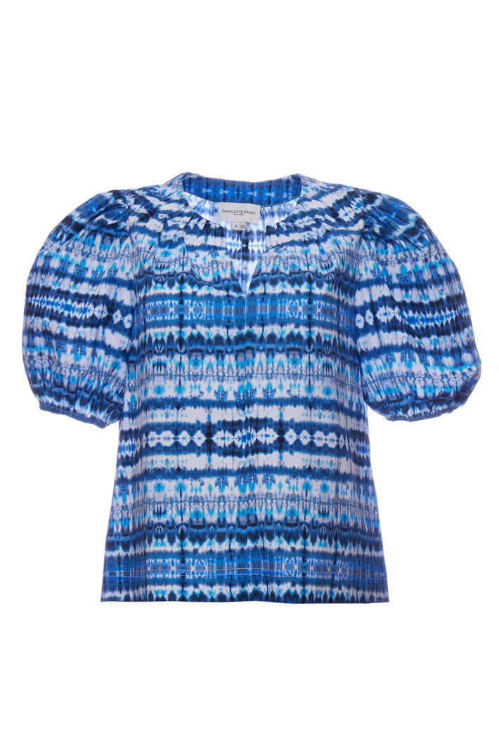 Puff Blouse - Blue Tie Dye