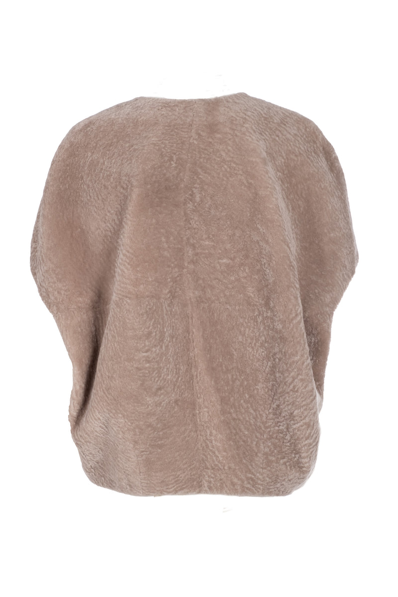 Shearling Cocoon Vest - Beige