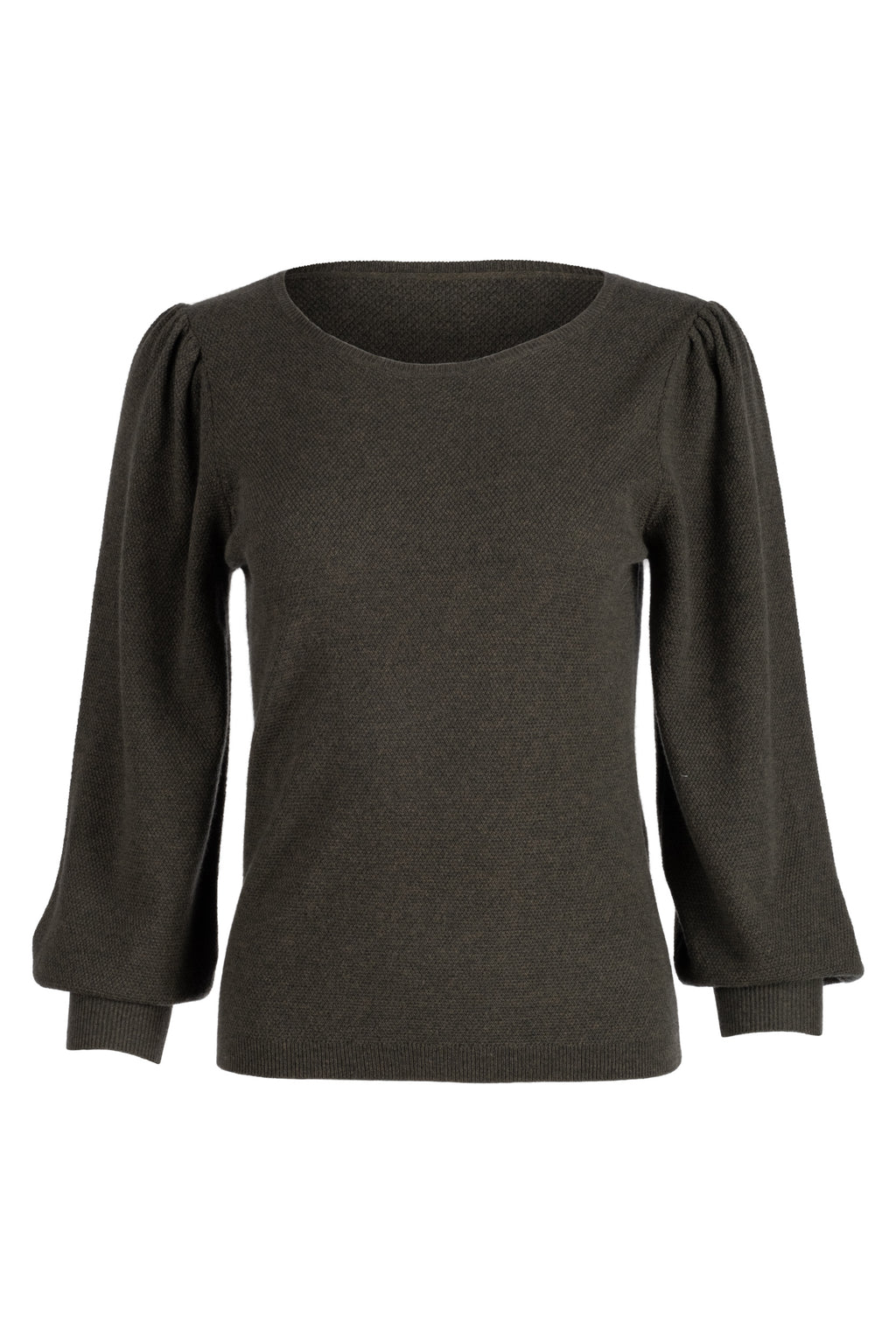 Ruched Long Sleeve Sweater - Olive
