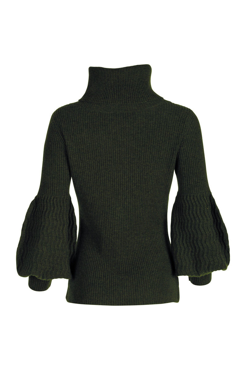 Bulb Sleeve Turtleneck - Olive