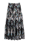 Tiered Midi Skirt - Black Winter Blossom