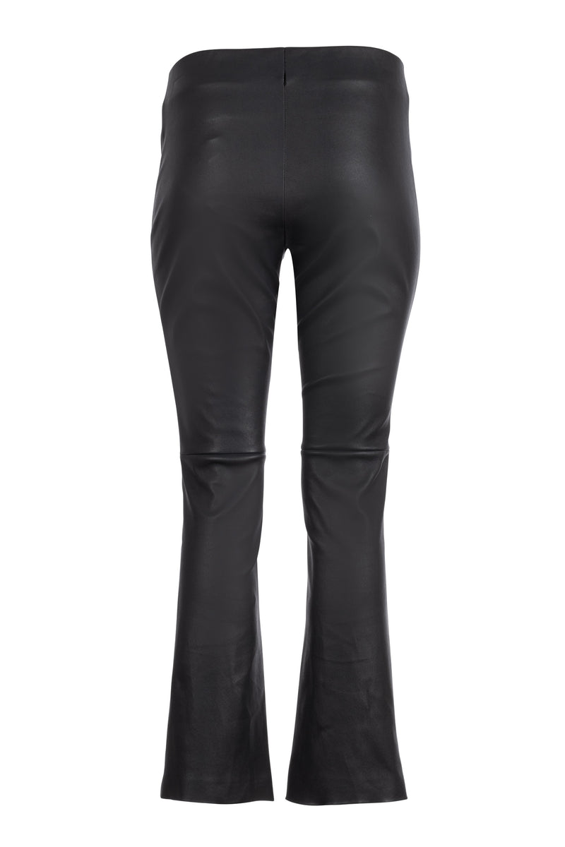 Leather Kick Flare Pant - Charcoal