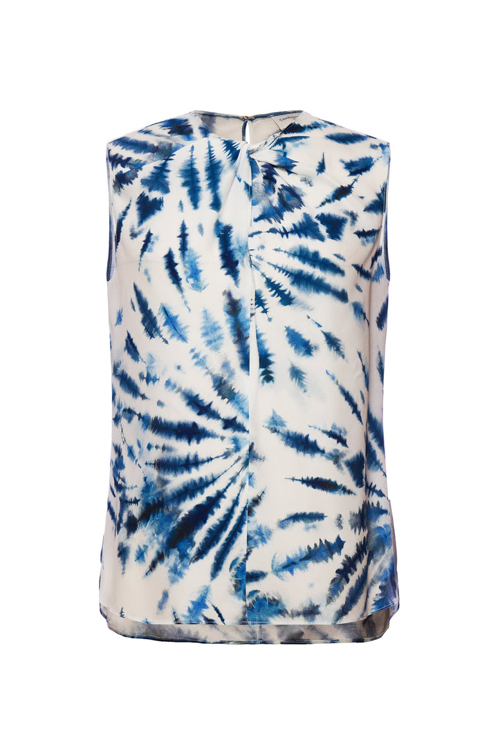 Sleeveless Ginger Blouse Blue Tie Dye