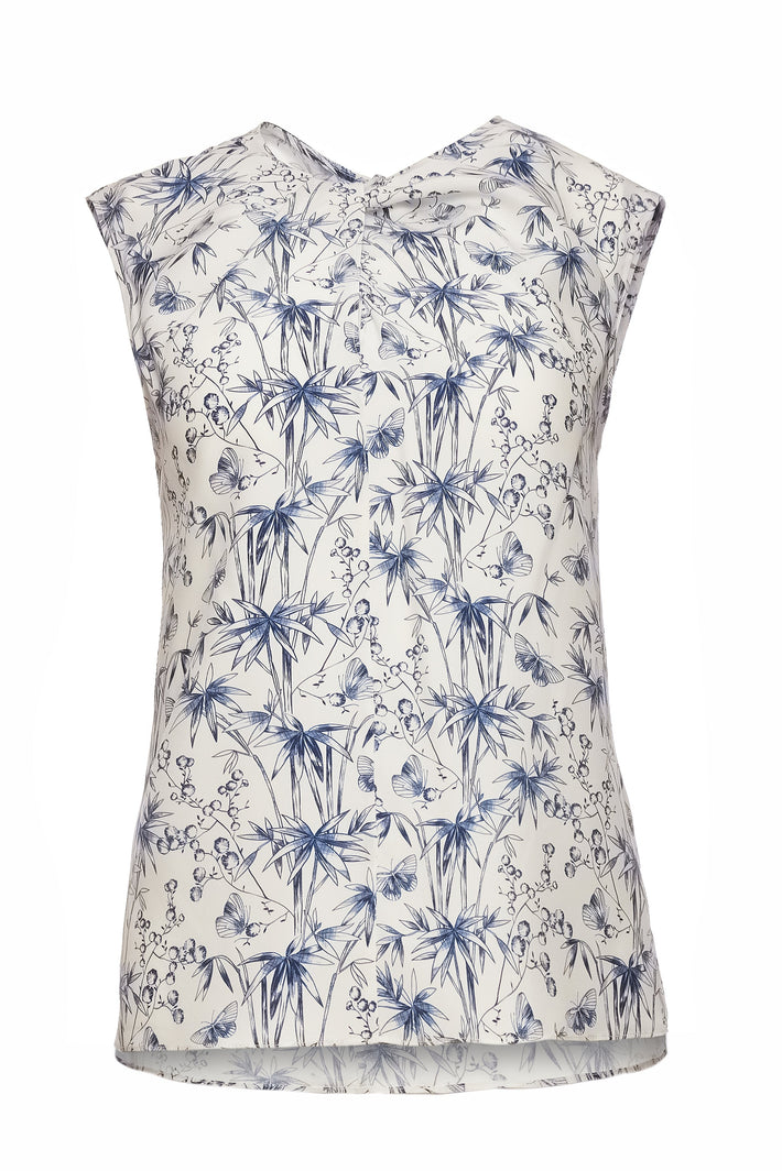 Sleeveless Ginger Blouse - Navy Butterfly