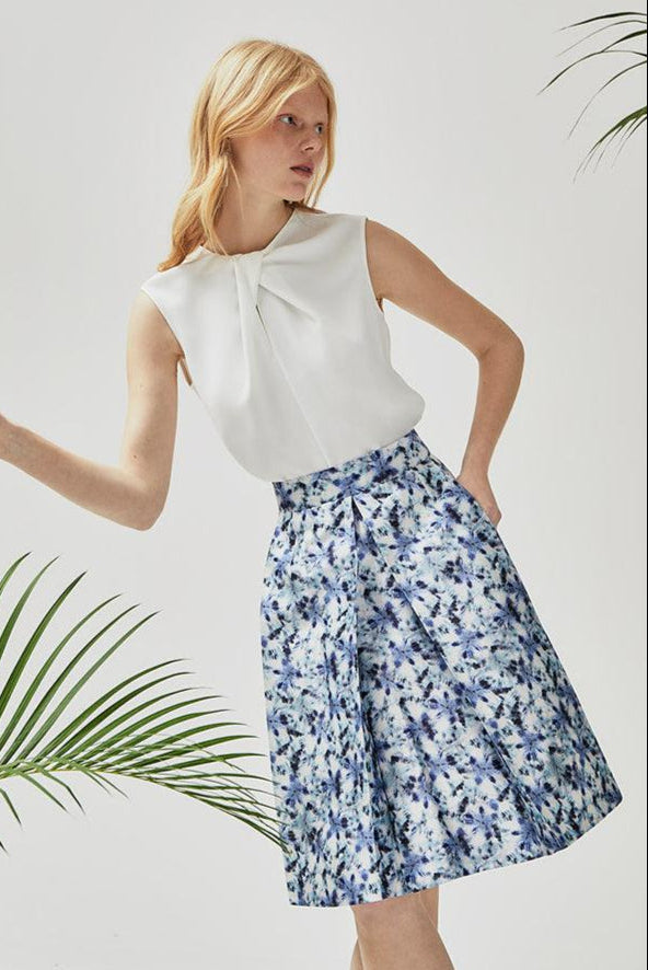 Kick Pleat Skirt - Blue Mirage