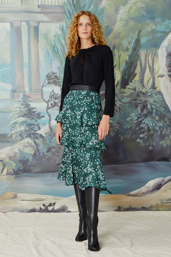Cascade Ruffle Skirt - Olive Water Lily