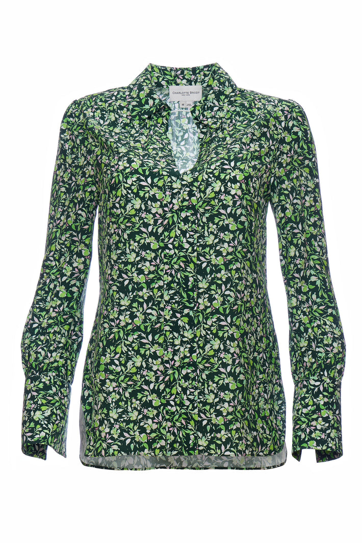 Laurel Blouse Verde Flores
