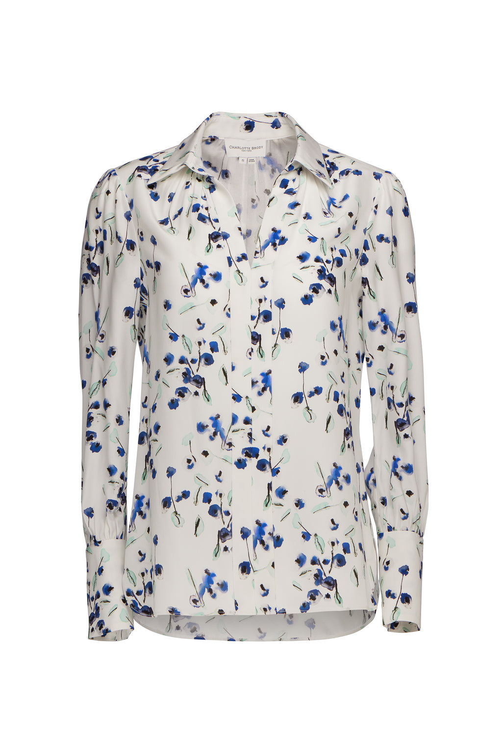 Laurel Blouse - Blue Watercolor Floral