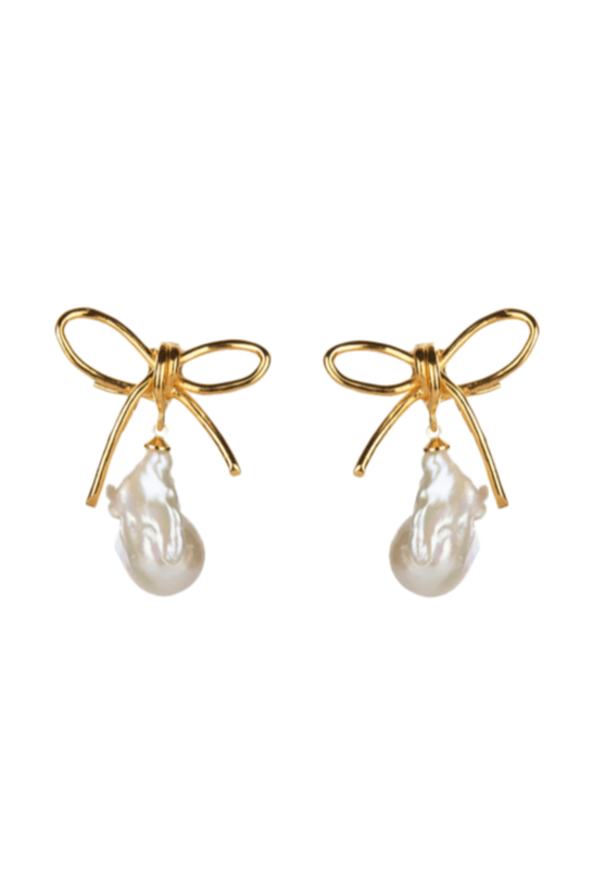 Bow & Pearl Drop Earrings
