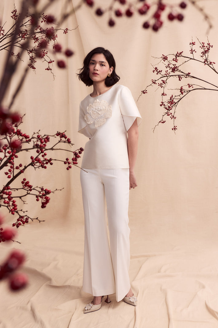 Charlie Pant in Ivory Bi Stretch