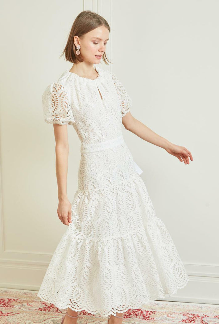 Bardot Dress White Eyelet
