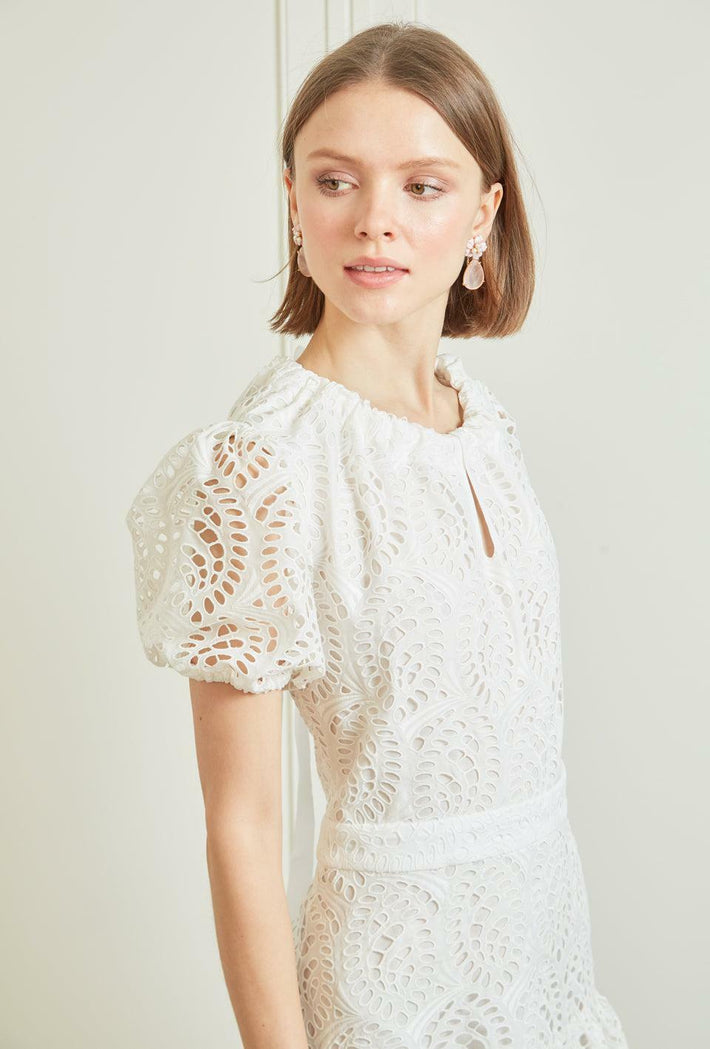 Bardot Dress White Eyelet
