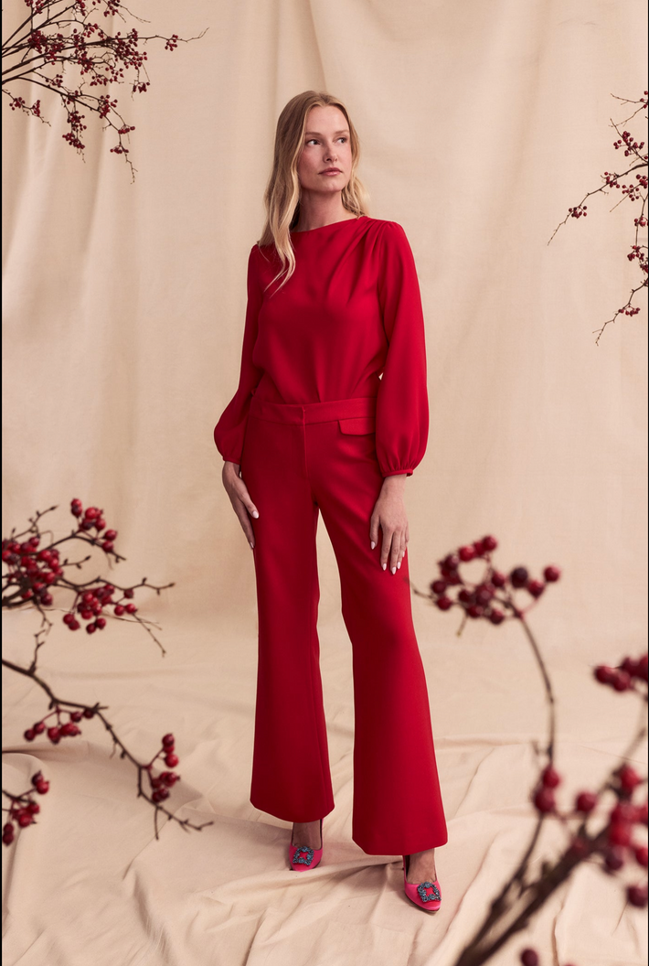 Charlie Pant in Red Bi-Stretch Wool