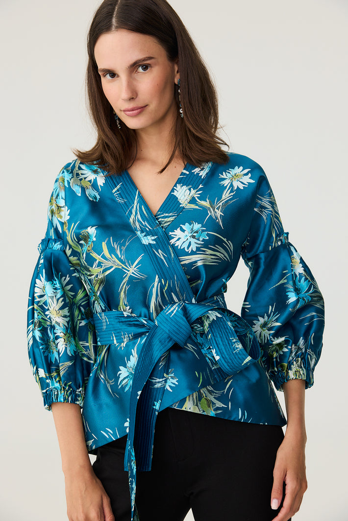 Acapulco Blouse in Teal Chamomile Mikado