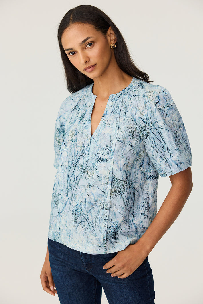 Arbor Blouse - Blue Meadow Poplin