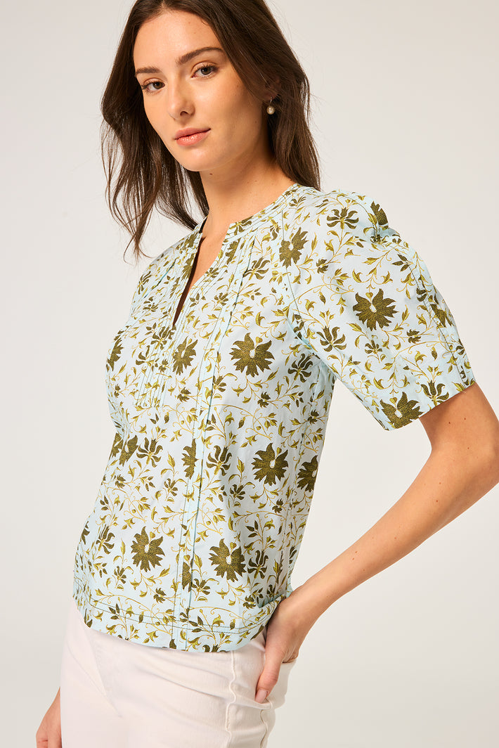 Arbor Blouse - Moss Fleur Poplin