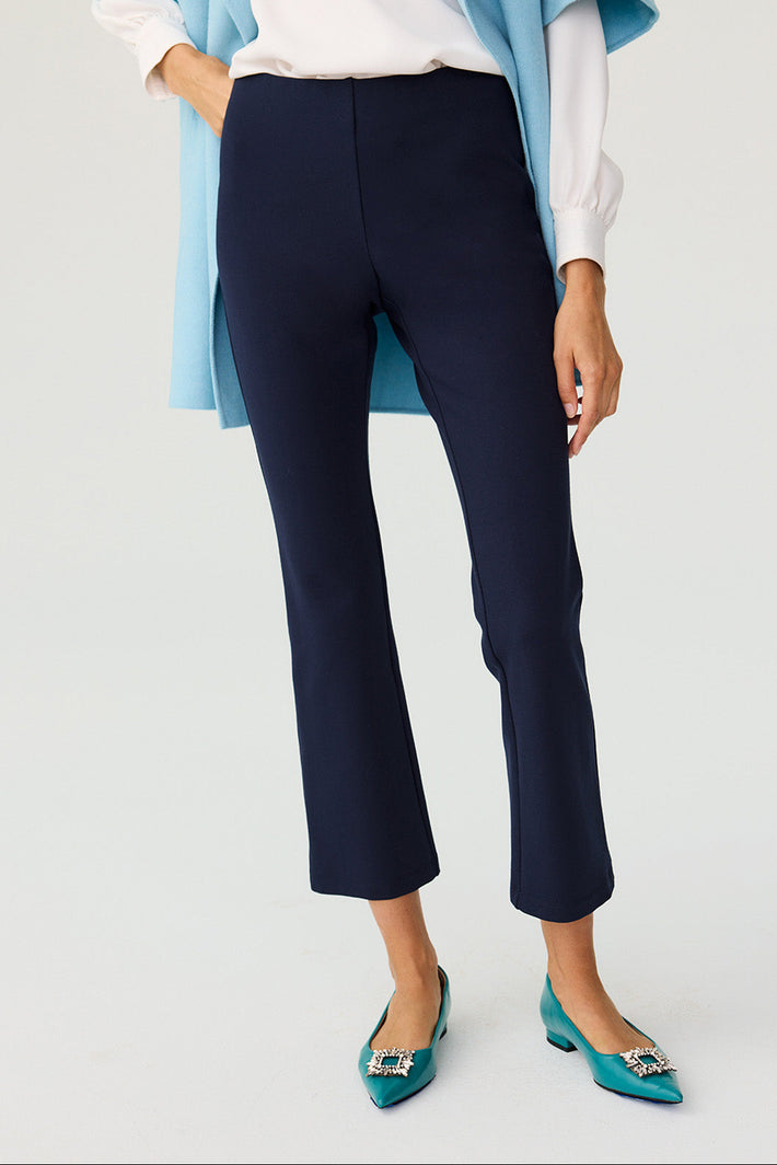 Full Length Flare Pant - Navy Ponte