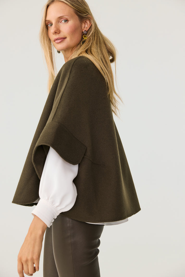 Full Length Leather Kick Flare Pant - Olive Leather