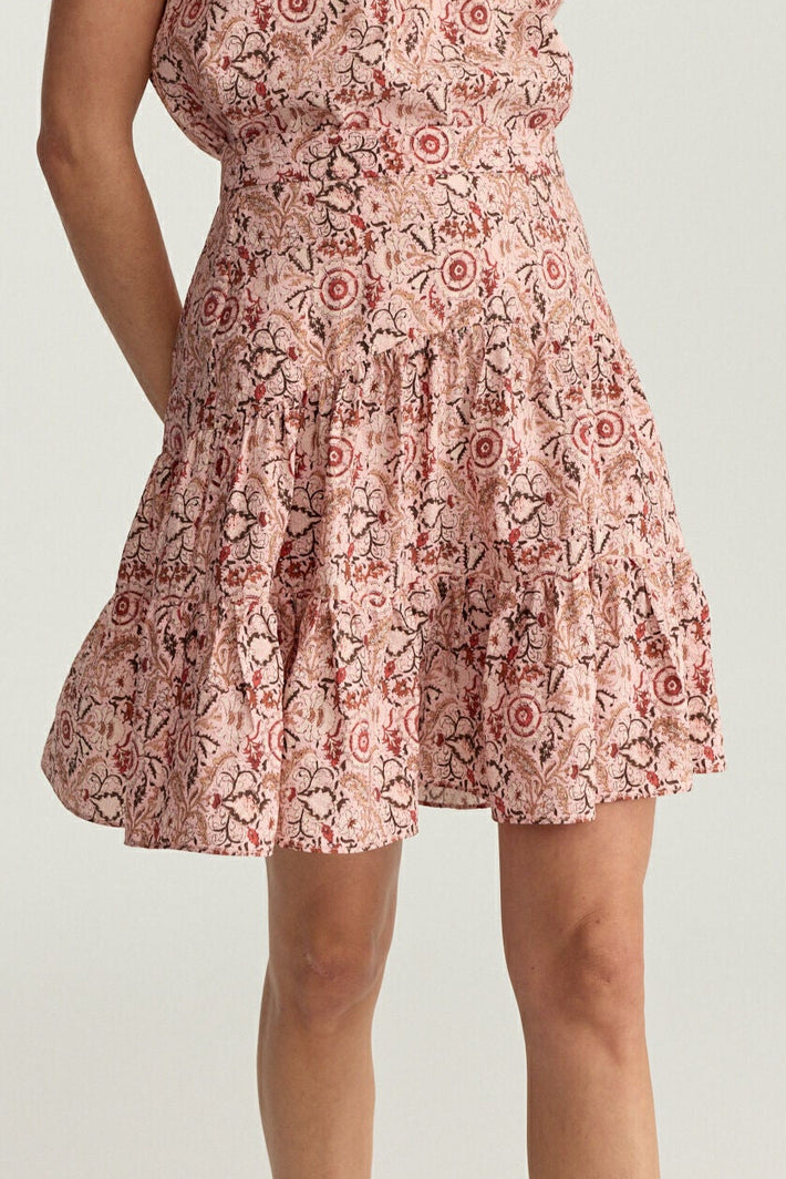 Riviera Skirt Pink Batik Sand Washed Silk