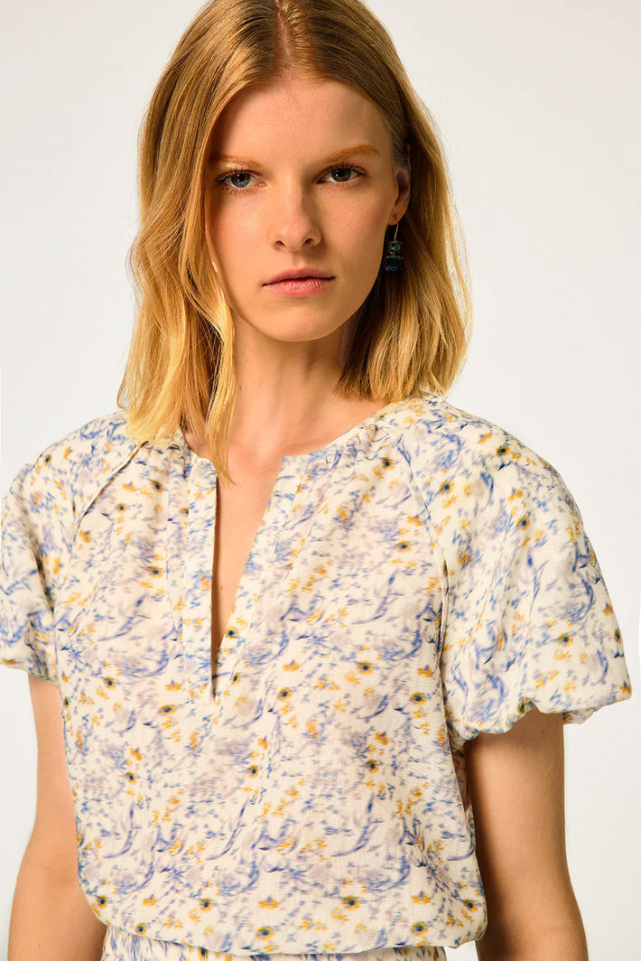 Elodie Blouse - Indigo Anemone Linen