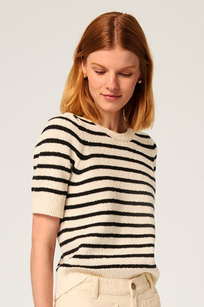 Ember Sweater - White & Black Stripe