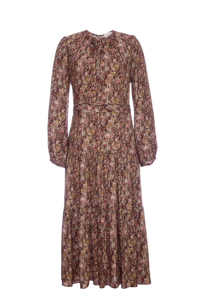 Keyhole Midi Dress - Carnelian Wildflower