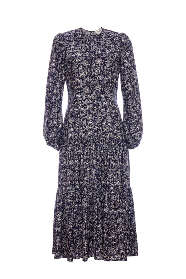 Keyhole Midi Dress - Lapis Vine