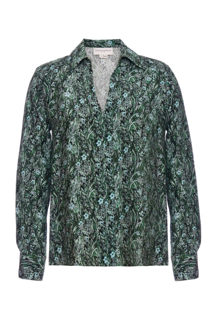 Lark Blouse - Emerald Wildflower