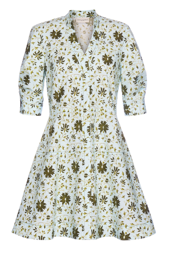 Provence Dress - Moss Fleur Stretch Cotton