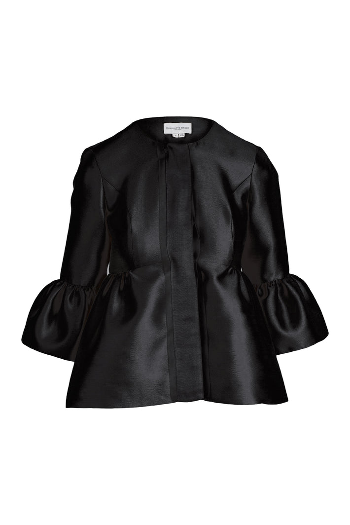 Ribbon Blazer - Black Pique Mikado