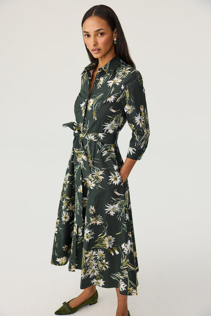 Hepburn Dress - Olive Chamomile