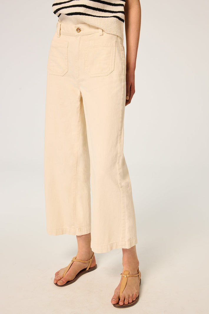 Hepburn Wide Leg Crop Jean - Flax Hemp