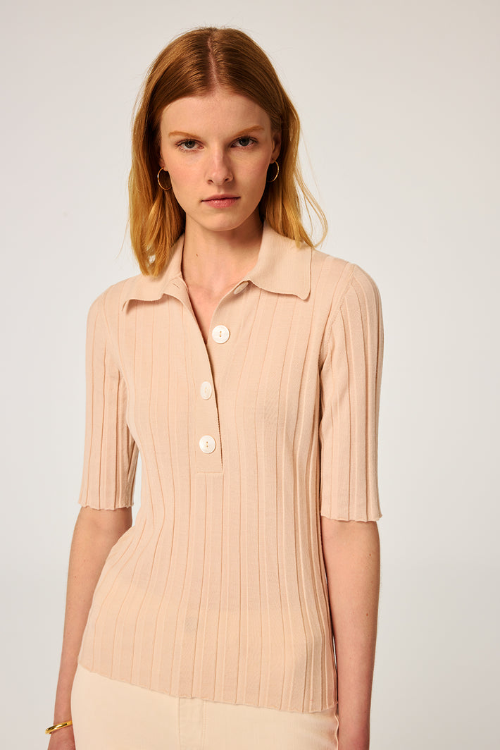 Knit Polo - Beige