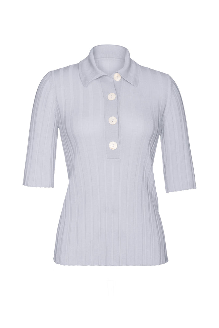 Knit Polo - Ice Blue