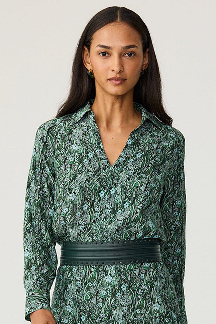 Lark Blouse - Emerald Wildflower